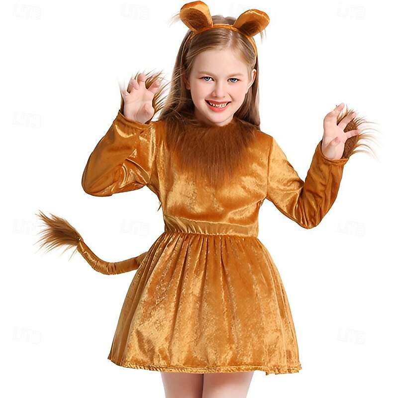 Animal Lion Halloween Dress Costume Fairy Tail Cute Kid's Girls' Halloween Carnival World Book Day Performance Educational Dress Up School Event Dress Up Easy Halloween Costumes Dress Up