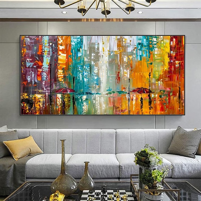 Mintura Handmade Abstract Landscape Oil Paintings On Canvas Wall Art Decoration Modern Picture For Home Decor Rolled Frameless Unstretched Painting