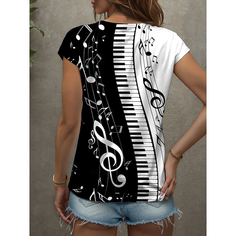 Women's Graphic Geometric Striped Camisole Tank Top Vintage Stylish Casual Sleeveless V Neck Regular Tops Daily Print Black and White White / Black White Summer2