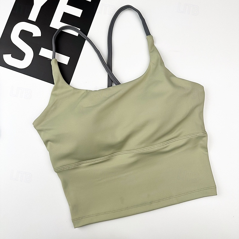 Women's Yoga Bra Pilates Bra Sports Vest Bra Top High Supports Breathable Wireless With pads Solid / Plain Color Sport Activewear Black White Gym Zumba Running4