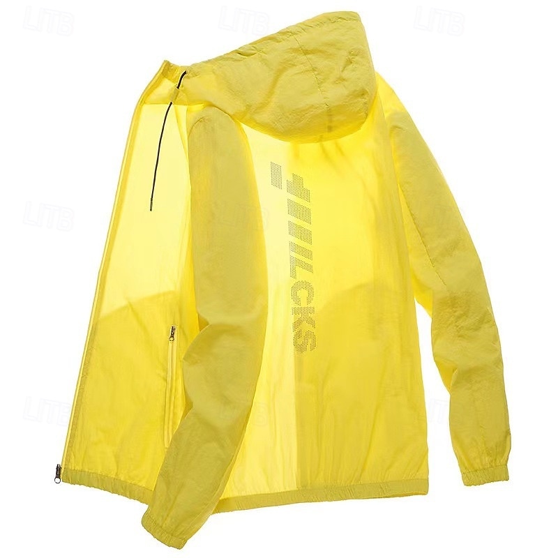 Men's Running Jacket Outdoor Jacket Full Zip Long Sleeve Outerwear Athletic Solid Colored Sun Protection Quick Dry Lightweight UV Cooling Tennis Golf Running Sportswear Activewear White Yellow Light3