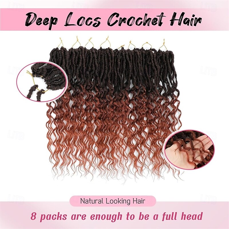 Crochet Hair for Women Deep Faux Locs Crochet Hair Perfect for Daily Wear or Events Crochet Locs for Women Soft Locs 18 Inch 8 Packs Ombre Ginger Color3
