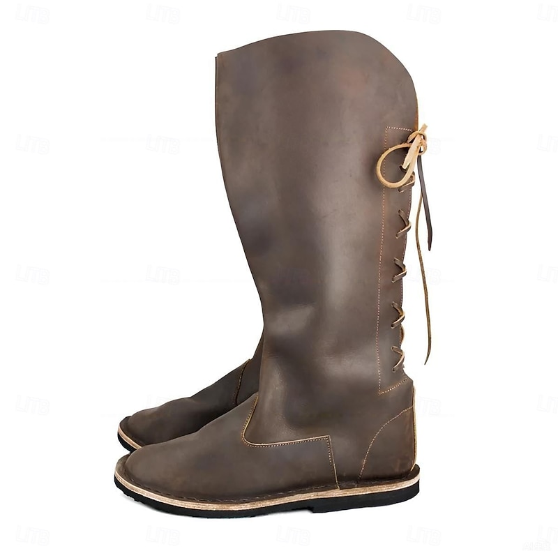 Medieval Renaissance Shoes Boots Knee High Boots Pirate Viking Crusader Fancy Dress Men's Celtic Pirate Halloween Masquerade Party & Evening LARP Ren Faire Adults' Shoes2