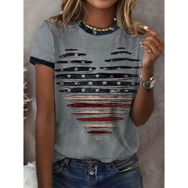 Women's Alzheimer's Print T Shirt Floral Graphic Plants Vintage Stylish Classic Short Sleeve Crew Neck Round Neck Regular Tops Daily Going out Weekend Print Black White Purple Violet Summer