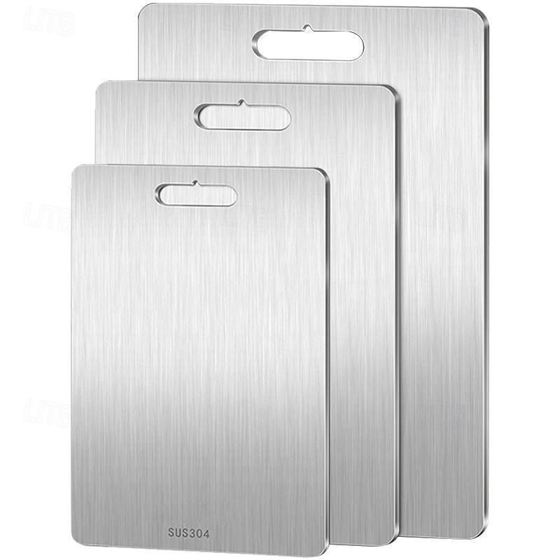 Stainless Steel, Cutting Board 304, Double-Sided Food Grade Cutting Board,  Cutting Boards for Kitchen Dishwasher Safe, Charcuterie Chopping Board for Meat, Fruit & Vegetable