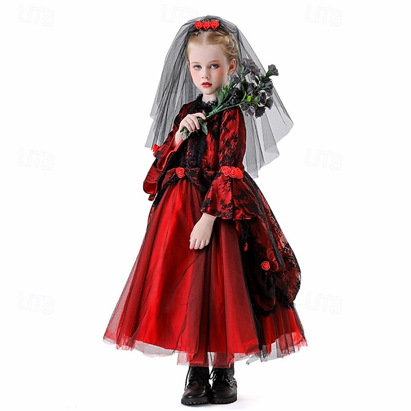 Vampire Halloween Masquerade Halloween Kid's Girls' Halloween Carnival Children's Day Carnival Halloween Easy Halloween Costumes Dress Up3
