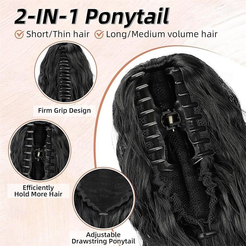 Ponytail Extension Claw Clip Ponytail Extension for Women Long Wavy Pony Tails Hair Extensions Fluffy Natural Looking Synthetic 26 Inch Clip in Ponytail Hairpiece for Daily Use4