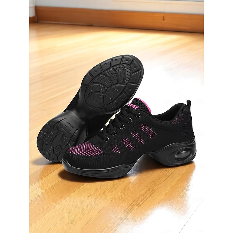 Women's Black Jazz Dance Sneakers - Lightweight Breathable Professional Shoes for Hip-Hop, Zumba, and Fitness Training3