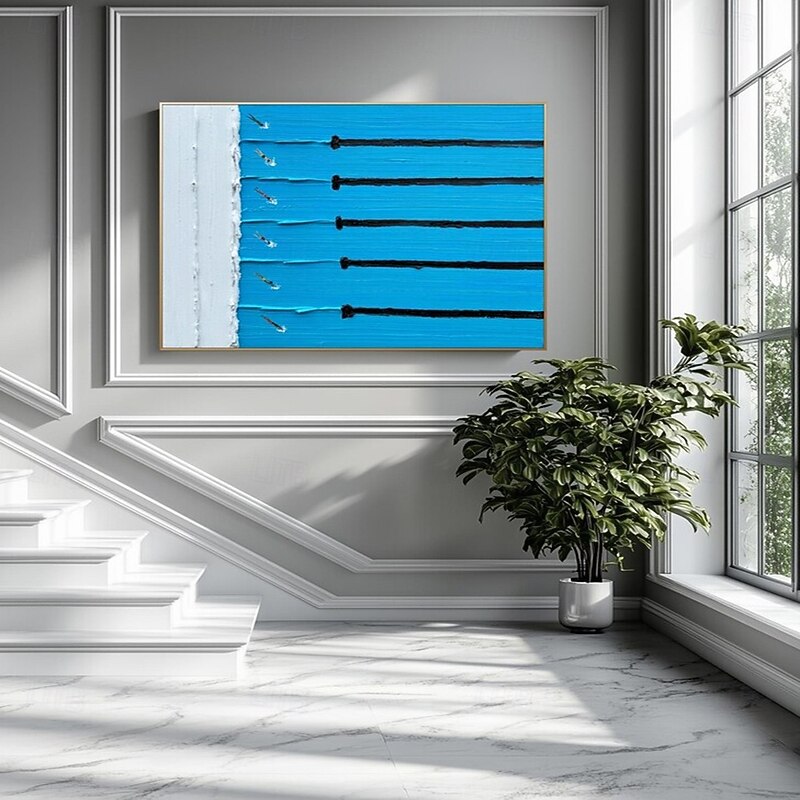 Mintura Hand Painted 3D Swimming Oil Paintings on Canvas Modern Abstract Textured Wall Art Picture For Home Decoration Ready To Hang With Stretched Frame4