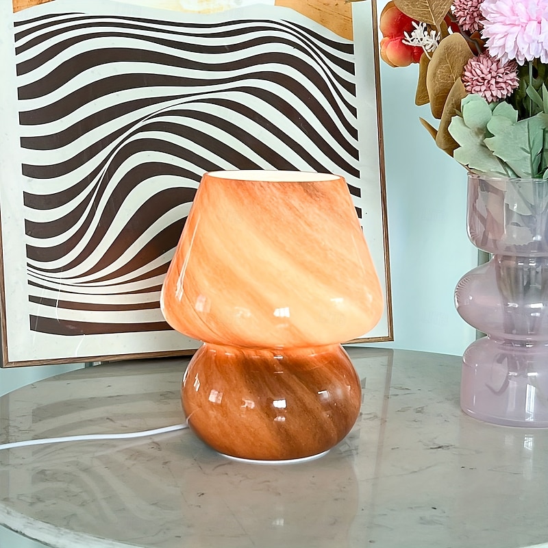 Charming Mushroom LED Bedside Lamp - Glass Nightstand Light with Adjustable Brightness Perfect for Home Decor & Gifts4