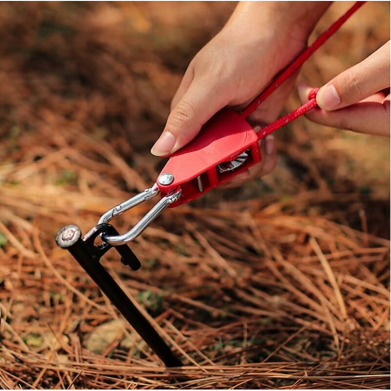 4pcs/set Portable Adjustable Fix Tent High Strength Fast Release Pulley Camping Rope,Windproof Tent Guy Lines with Ratchet Tensioner for Tarp, Canopy, Hammock, Outdoor Shelter