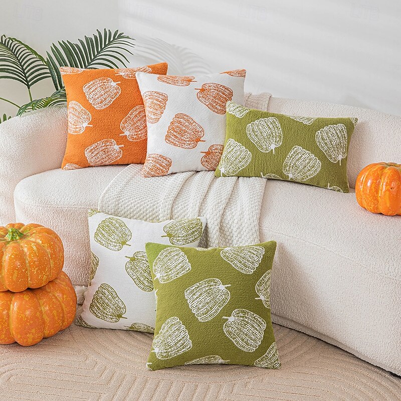 Pumpkin Pillow Covers 18 "x18, Fall Throw Pillows Covers, Orange Pillow Covers, Thanksgiving  Halloween Throw Pillow Covers, Velvet Accent Pillows Covers for Couch Farmhouse Home Decor4