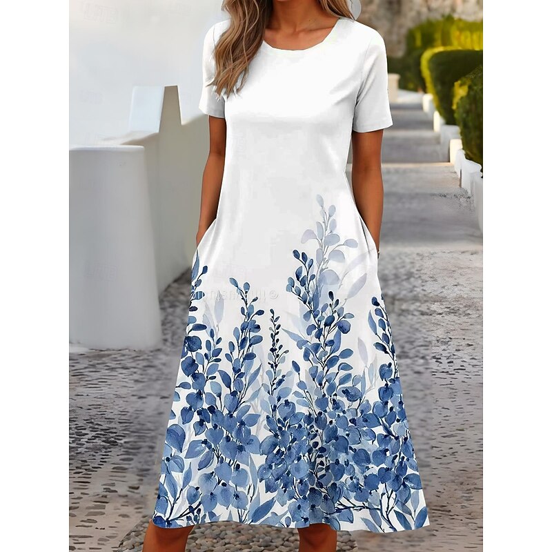 Women's Mini Dress T Shirt Dress Tee Dress Sundress Shift Dress A Line Dress Vacation Casual Boho Party Beach Regular Fit Floral Graphic Short Sleeve Crew Neck White Pink Red Blue Summer Spring2