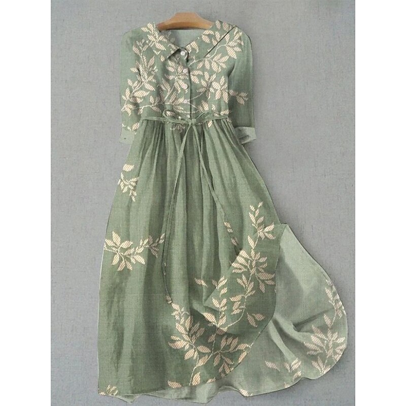 Women's Midi Dress Shift Dress Vacation Casual Boho Daily Holiday Tea Party Regular Fit Floral Graphic Half Sleeve Lapel Pink Purple Orange Green Summer Spring2
