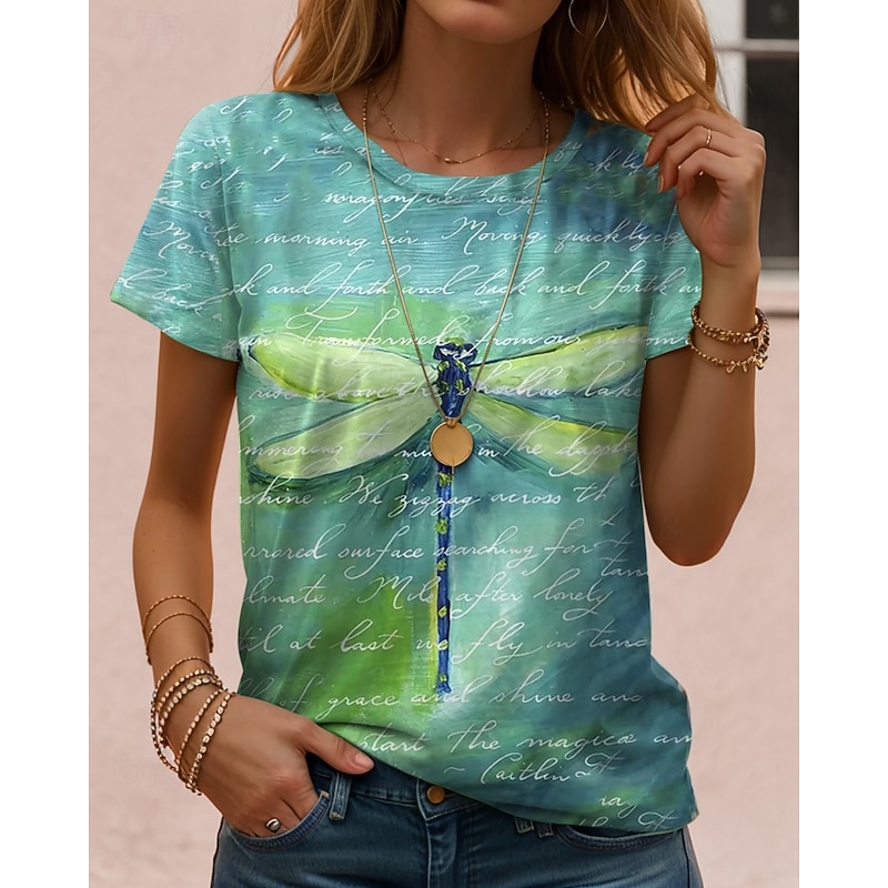 Women's T Shirt Graphic Animal Vintage Stylish Classic Short Sleeve Crew Neck Regular Tops Daily Weekend Print White Blue Purple Green Khaki Summer Spring3