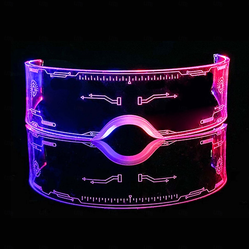 M3GAN 2.0 LED Cyberpunk Visor Glasses Doll Megan Robot Glasses Futuristic Glow Goggles with HUD Display 7-Color Light Modes Perfect for Halloween Carnival Raves Cosplay Festivals2