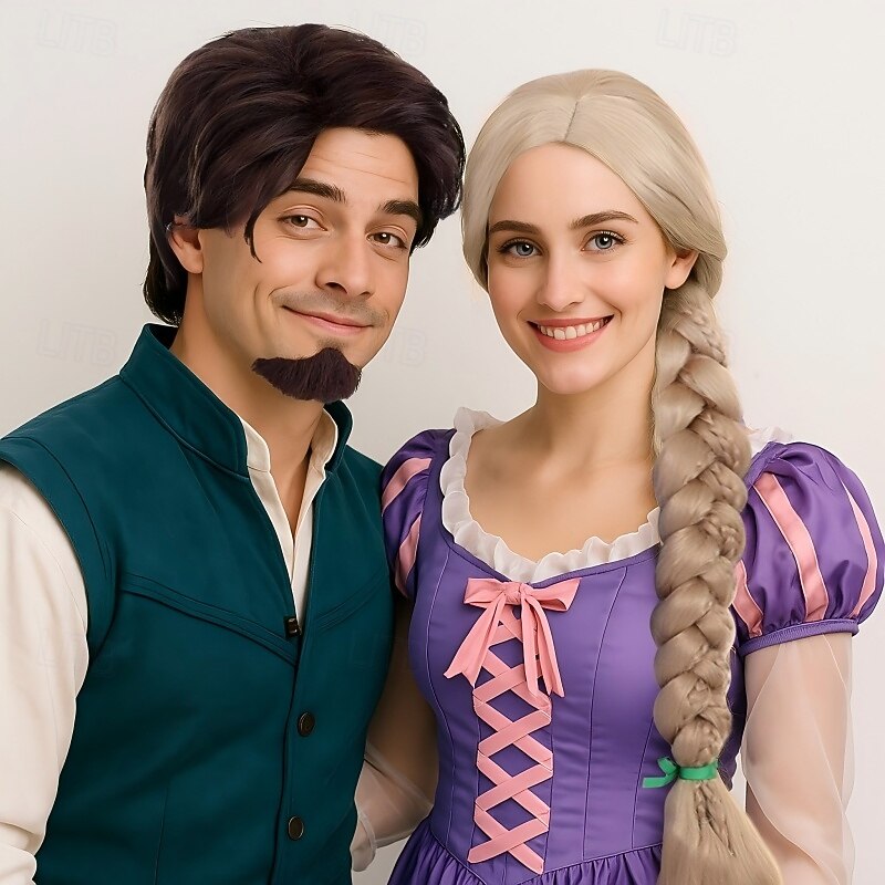 Angelaicos Womens 47 Inch Long Braids Blonde  Rapunzel Wig with 10pcs Flowers Carnival Wigs