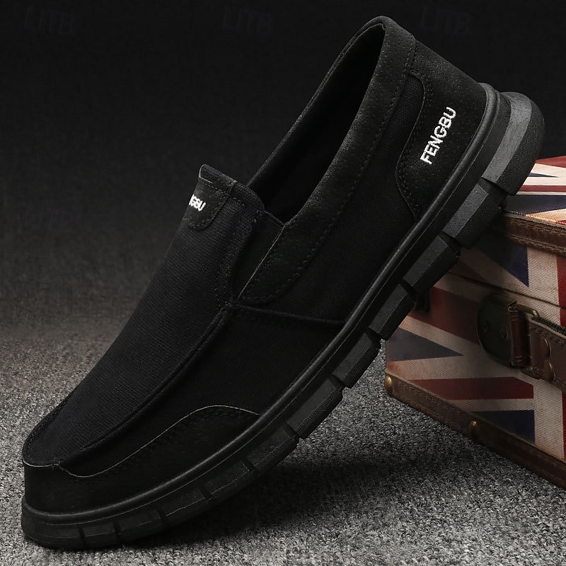 Men's Khaki Canvas Slip-On Loafers Lightweight Flexible Sole Breathable Design for Casual Office Wear Daily Walking and Travel3