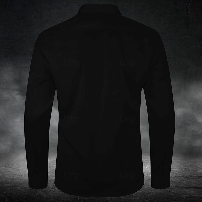 Men's Guitar Rose Skulls Shirt Button Up Shirt Long Sleeve Dark Gothic Style Holiday Streetwear Summer Spring Turndown 3D Print Collared Shirts Black2