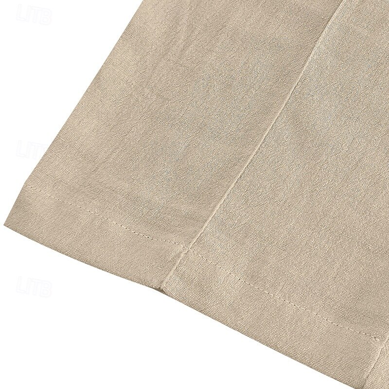 Men's Linen Pants Trousers Summer Pants Baggy Pants Drawstring Pleated Elastic Waist Plain Comfort Breathable Full Length Daily Holiday Beach Vacation Fashion Black White Inelastic3