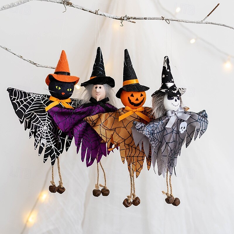 Halloween Witch Ornament with Pumpkin, Ghost, and Witch Doll - Spooky Halloween Decoration, Trick-or-Treat Party Figurine & Creepy Hanging Decor3