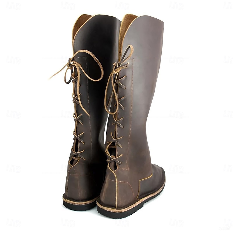 Medieval Renaissance Shoes Boots Knee High Boots Pirate Viking Crusader Fancy Dress Men's Celtic Pirate Halloween Masquerade Party & Evening LARP Ren Faire Adults' Shoes3