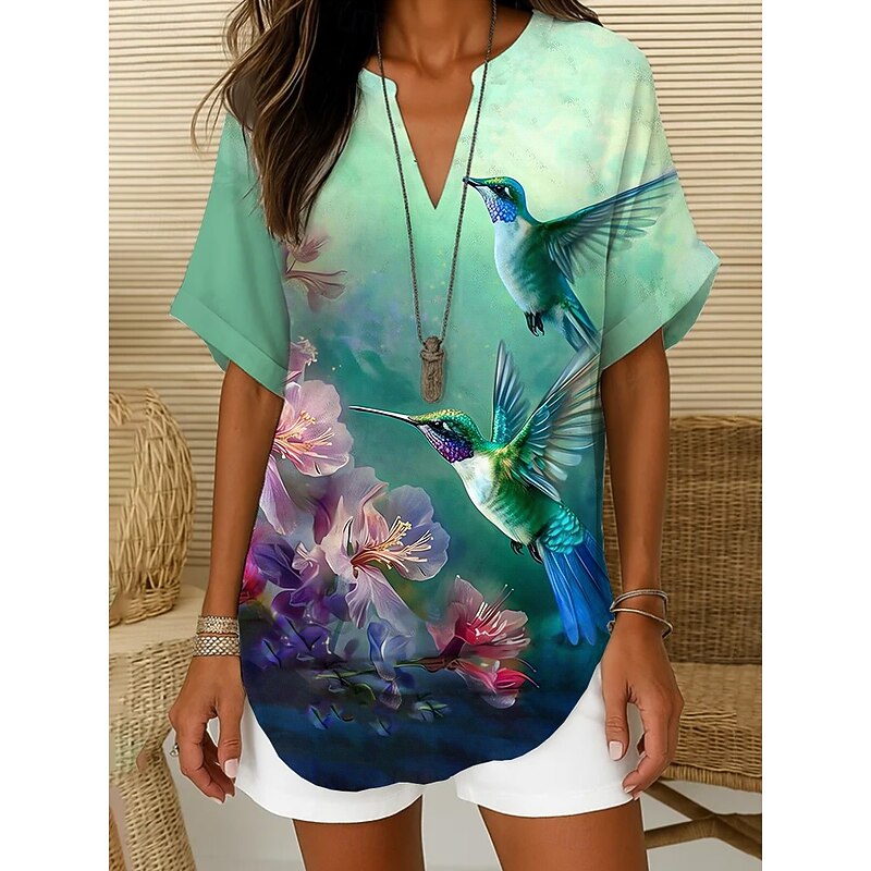 Women's Boho Shirt Graphic Bohemia Vintage Daily Sleeveless Short Sleeve V Neck Regular Tops Daily Holiday Semi Formal White Red Blue Green Beige Summer Spring3