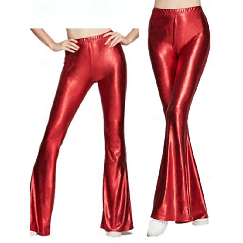 Women's Flared Pants Leather Pants Leggings Fashion Streetwear Casual Full Length High Waist Solid Color Comfy Soft Comfortable Stretchy Outdoor Party Street Red Purple Gold Green Summer Spring Skinny3