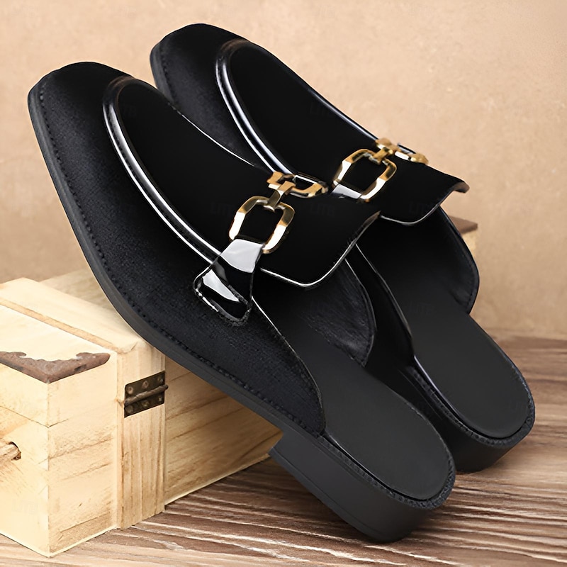 Men's Red Slip-On Loafers with Decorative Buckle – Bold Velvet Finish, Comfortable and Stylish for Parties, Evenings and Smart Casual Looks2