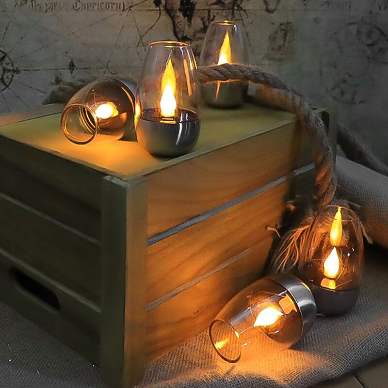 6PCS Solar Stainless Steel Candle Lights Flameless Candles for Birthday Party Christmas Wedding Holidays Home Garden Indoor Outdoor Waterproof Decoration3