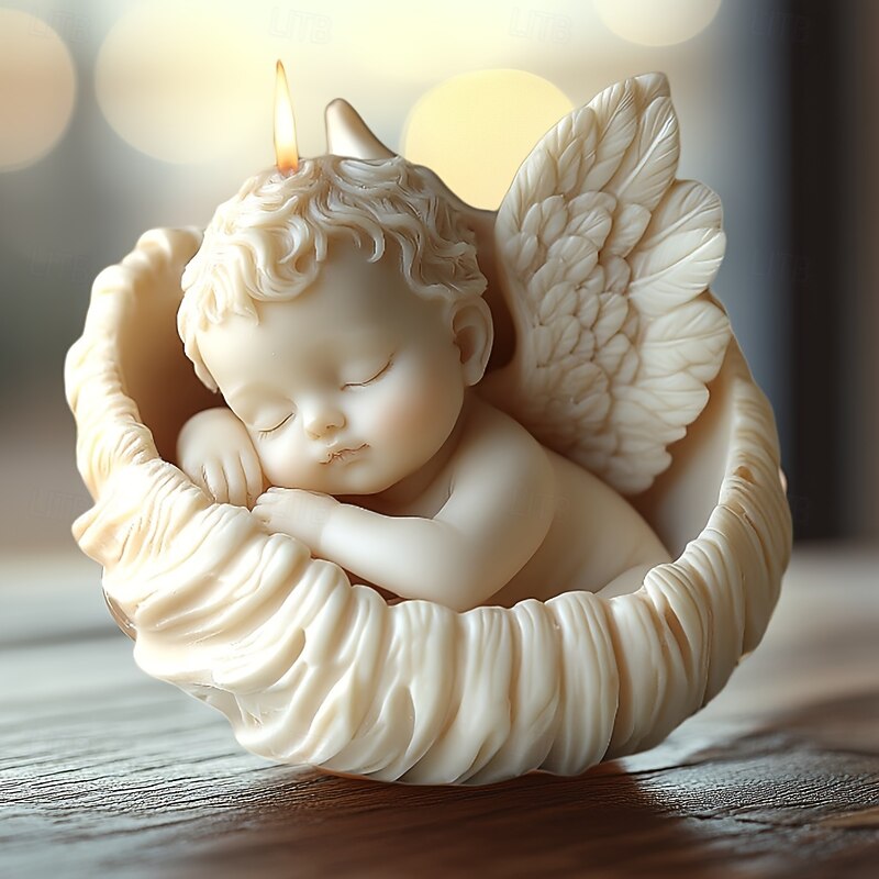Resin Casting Molds Classic Little Angel Youngsters Shape Ornament Candle Mold Handmade Soap Art Home Aromatherapy Candle Decoration Ornaments Mold DIY Home Decorative Ornaments Silicone Mold Candl3