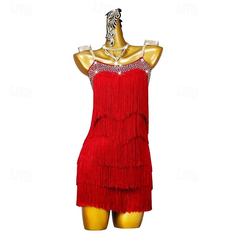 Latin Dance Dress Tassel Women's Performance  Clothes Sleeveless Rumba Salsa Chacha Stage Dancewear Costume4