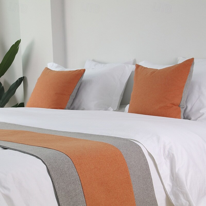 Bed Runner Bed Scarf, Two Tone Colors Decorative Bed Scarf for Home Hotel Bedspreads Scarves Protection Modern Solid Bed Runner for Foot of Bed Home Bedroom Bedding Decoration3