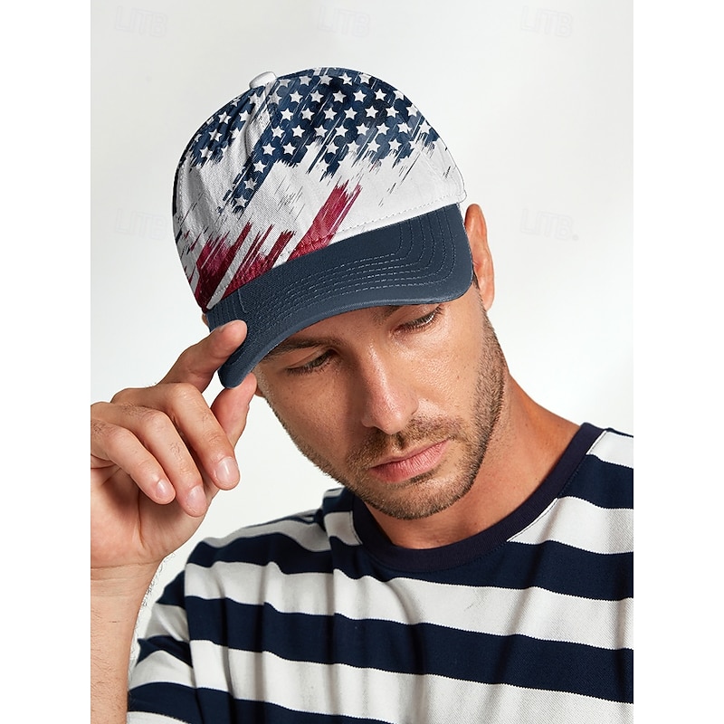 Men's American Flag Baseball Cap – Patriotic Adjustable Hat with Distressed USA Print for Outdoor Sports, 4th of July and Casual Wear