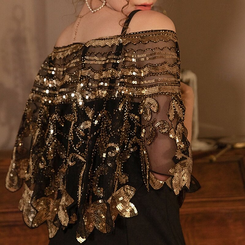 Women's Wrap Elegant Sleeveless Tulle Wedding Wraps With Sequin For Wedding Summer4