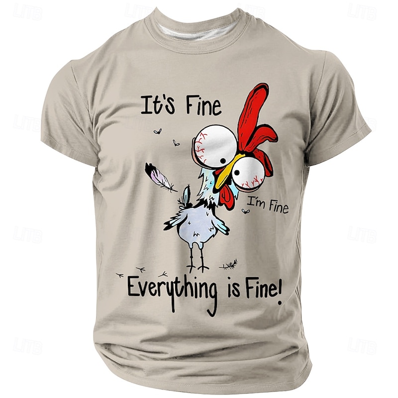 Men's Cartoon Chick T Shirt Short Sleeve T shirt 3D Print Crew Neck Shirt Fashion Daily Basic Street Casual Daily White Blue Khaki Summer Spring All Seasons Clothing Apparel S M L XL XXL XXXL2