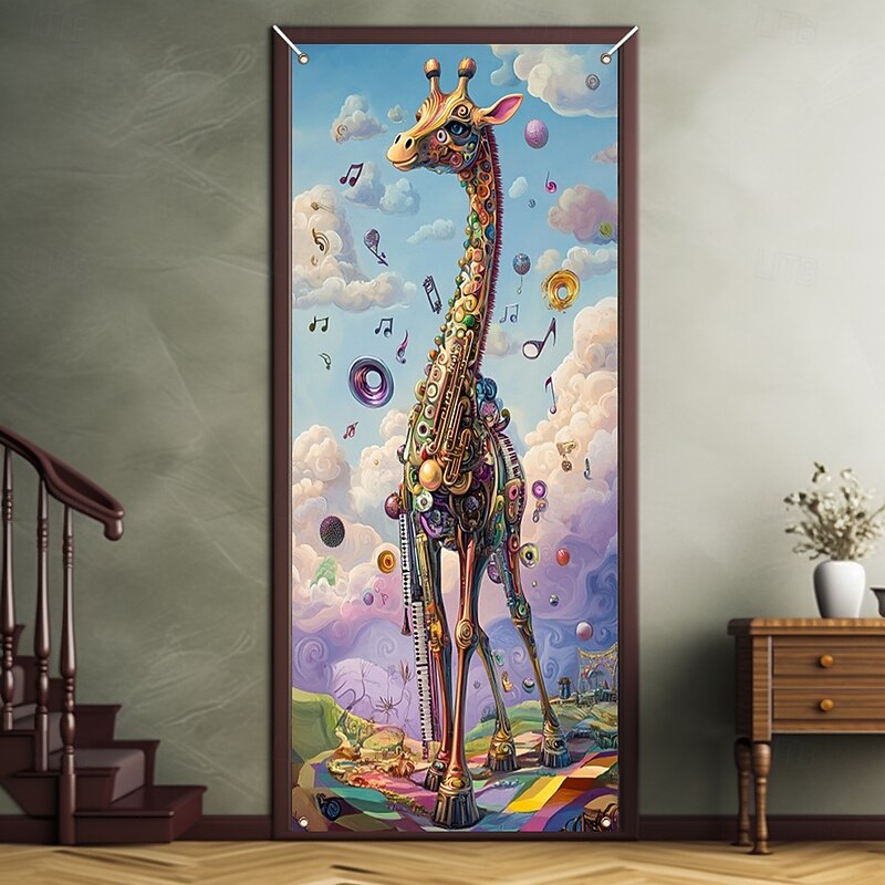 Cute Animal Door Decorations Door Covers Door Tapestry Door Curtain Decoration Backdrop Indoor/Outdoor Door Banner for Front Door Farmhouse2