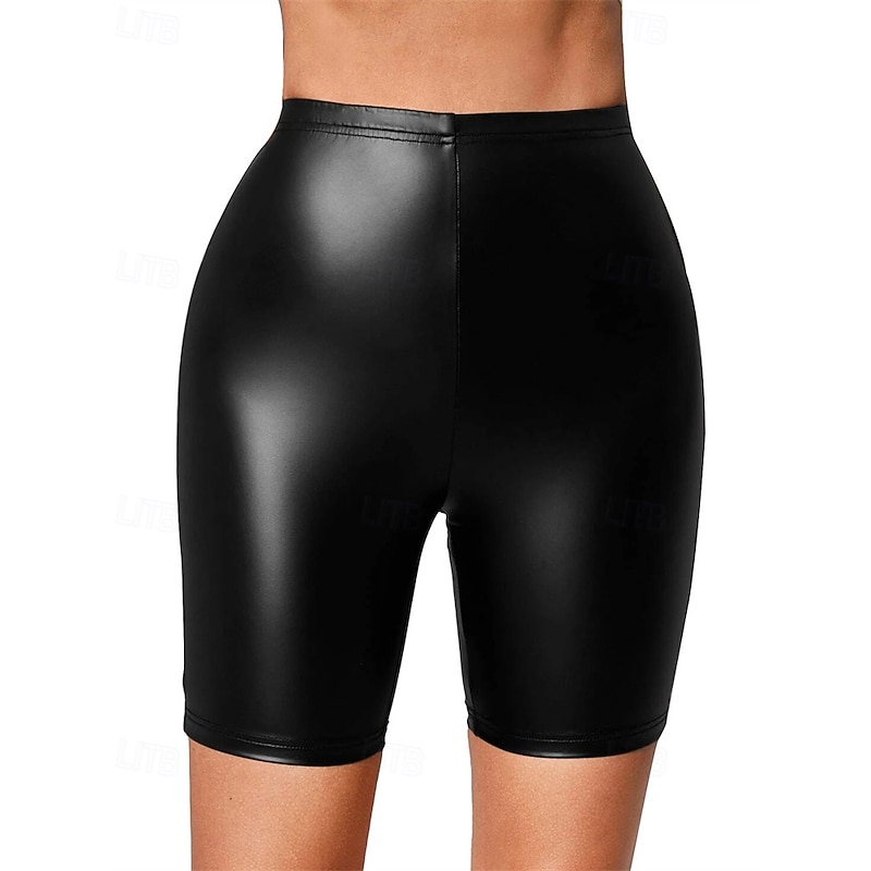 Women's Shorts Leggings Cozy Leggings Streetwear Casual Short High Waist Plain Elastic Waist Breathability Stretchy Vacation Street Daily Wear Black Summer Regular Fit