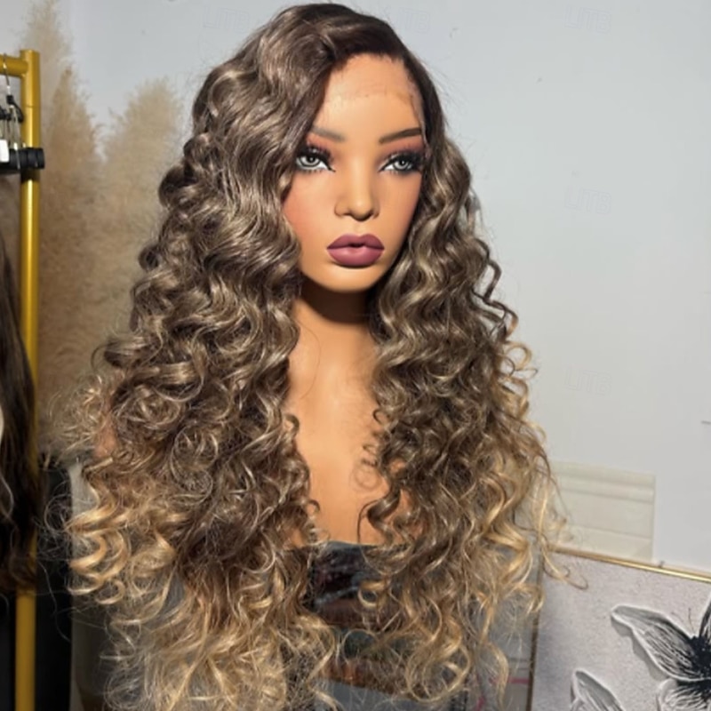 Remy Human Hair 5x5 Closure 13x4 Lace Front Wig Free Part Brazilian Hair Loose Wave Blonde Wig 130% 150% Density with Baby Hair Ombre Hair Highlighted / Balayage Hair 100% Virgin Glueless For Women4