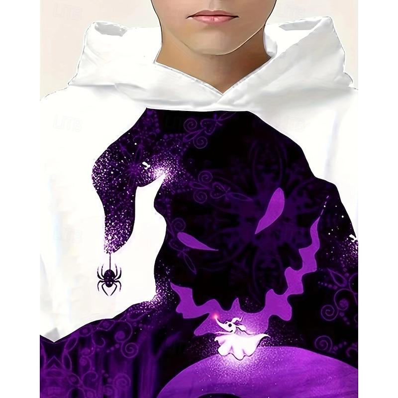 Boys' 3D Ghost Hoodie Long Sleeve Spring Fall Fashion Streetwear Kids 4-12 Years Hooded Outdoor Casual Daily Regular Fit3