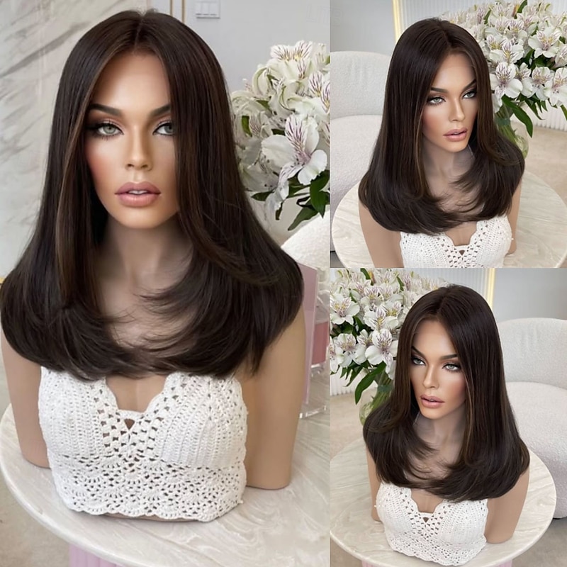 Remy Human Hair 5x5 Closure 13x4 Lace Front Wig Layered Haircut Brazilian Hair Straight Auburn Wig 130% 150% Density with Baby Hair Natural Hairline 100% Virgin Glueless Pre-Plucked For Women Long3