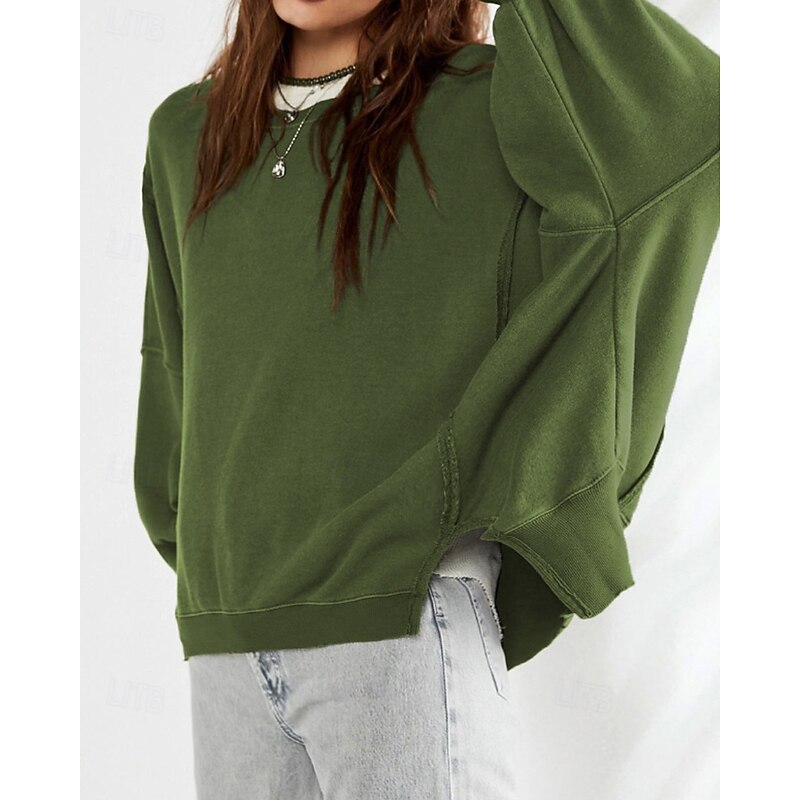 Women's Sweatshirt Track Top Pullover Split Long Sleeve Top Athleisure Fall Solid Colored Thermal Warm Wick Moisture Tennis Golf Running Sportswear Activewear Apricot Black Army Green2