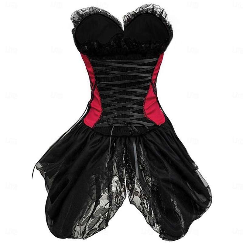 Vintage Rococo Punk & Gothic Overbust Corset Bustier Bodyshaper Pirate Lace Fancy Dress Women's Fantasy Halloween Carnival Valentine's Day Party / Evening Prom Adults' Bra Underwear All Seasons3