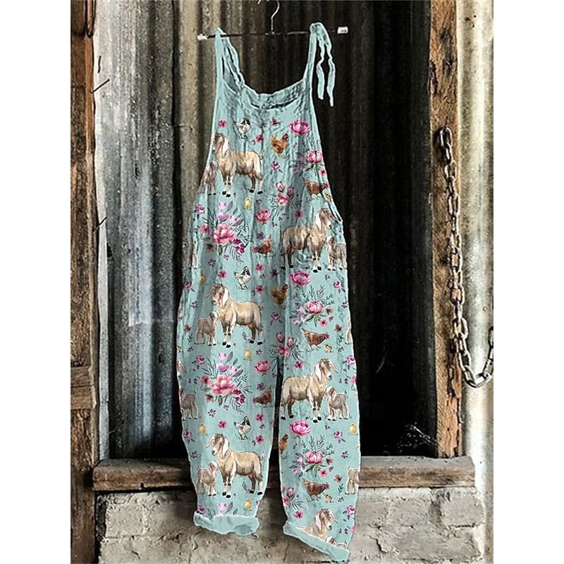 Women's Overalls Basic Casual Full Length High Waist Heart Graphic Geometric Pattern Drawstring Inelastic Street Casual Holiday Yellow Pink Red Blue Summer Spring Fall Loose Fit4