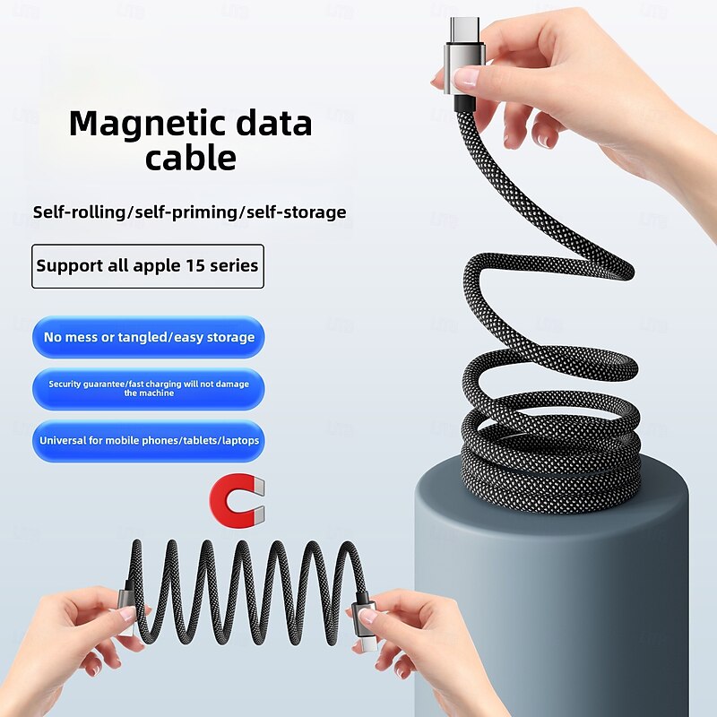 Magnetic Organizing Super Fast Charging Type C Charger Cord - Universal USB-C for iPhone Huawei Android All Phone Models3