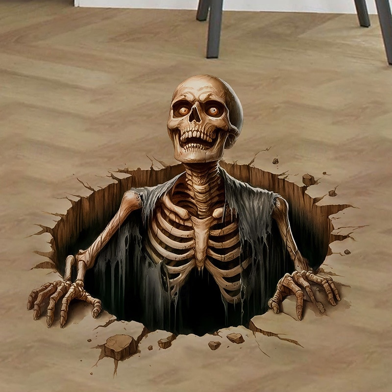 Halloween 3D Wall Sticker Zombie Breaking Wall Decal, Scary Self-Adhesive PVC Horror Wall and Floor Stickers for Bedroom Living Room Halloween Party Decoration2