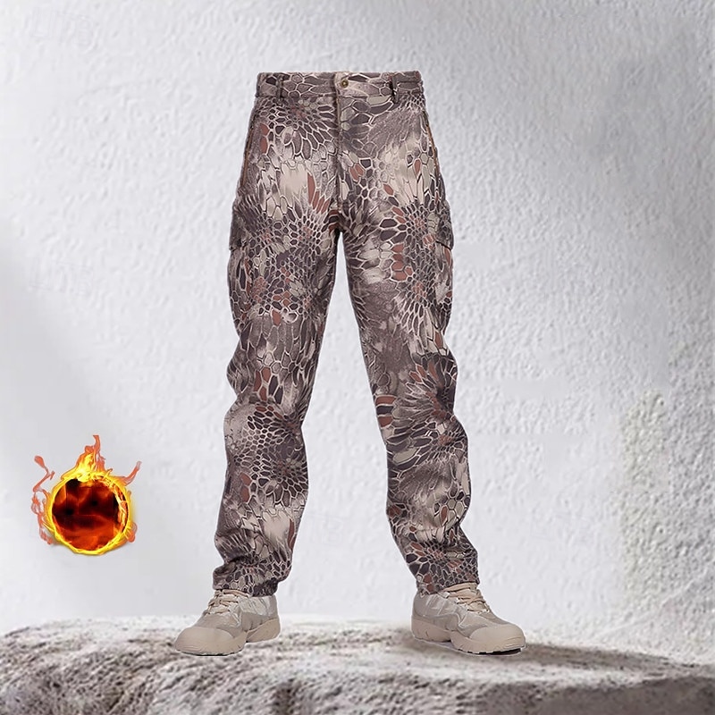 Men's Cargo Pants Hiking Pants Trousers Fleece Pants Outdoor Regular Fit Waterproof Windproof Quick Dry Lightweight Pants / Trousers Pocket Elastic Waist Black Yellow Camping / Hiking Golf Running S