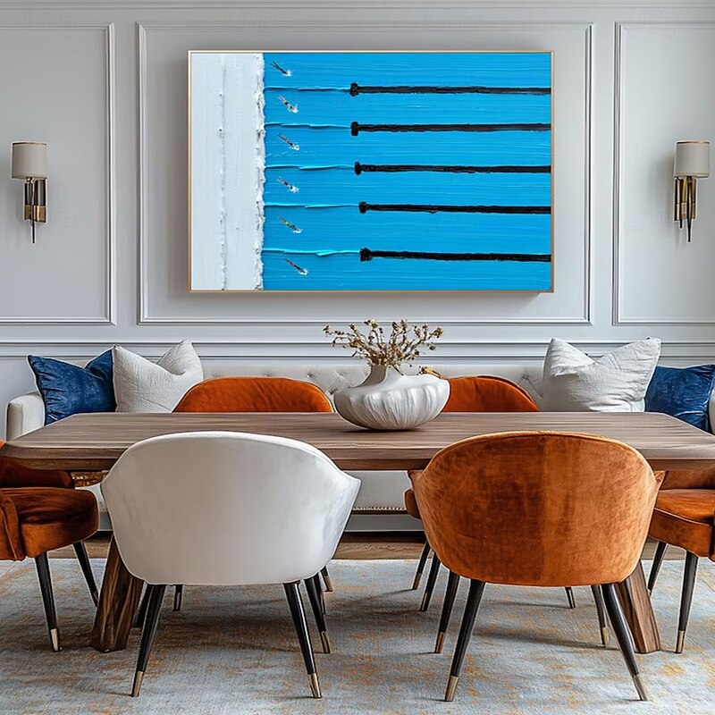 Mintura Hand Painted 3D Swimming Oil Paintings on Canvas Modern Abstract Textured Wall Art Picture For Home Decoration Ready To Hang With Stretched Frame2