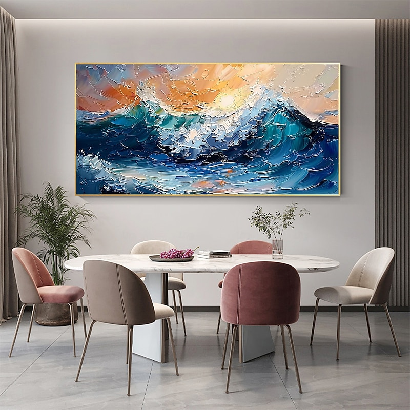 Handmade Original Sea Wave Oil Painting On Canvas Abstract Ocean Seascape Painting Wall Art for Home Decor With Stretched Frame Without Inner Frame Painting2