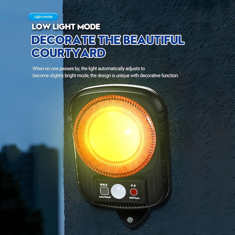 Remote Controlled LED Solar Outdoor Street Lights With Remote Lamp Garden Waterproof Balcony Staircase Human Body Motion Powered Sensing Wall Light  1PC3